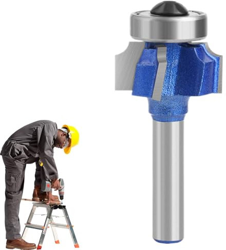 Besreey Fraise pour le travail du bois, fraise à bordure, guide de roulement pour fraiseuse à bord arrondie, fraise à bord en carbure à 4 dents pour bords de table, de tiroir ou d'armoire