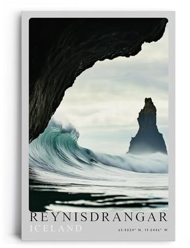 Paul Sinus Leinwandbild 60x90cm Leinwandbild Reynisdrangar Island Naturgewalt beeindruckende Wellen mystische Landschaft rauer Charme Nordatlantik