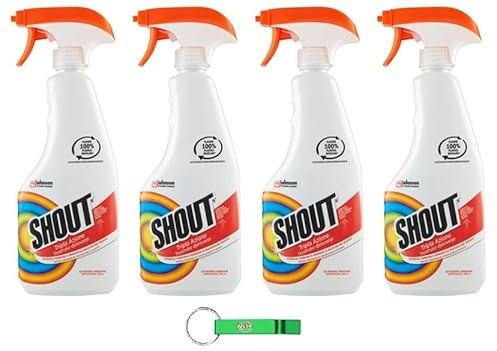 4x Shout - Fleckenentferner Wäsche Spray Dreifach-Aktion - Entfernt hartnäckige Flecken sofort, sogar in kaltem Wasser - 500ml + Beni Culinari Kostenloser Schlüsselanhänger