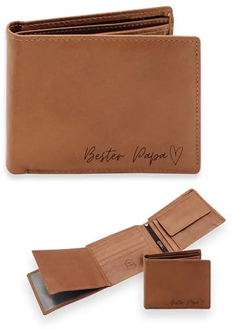 ABENTEUERNAH Portemonnaie Herren, Geldbeutel Männer, Geldbörse, Lederportemonnaie, Lederwallet personalisiert mit deinem Wunschtext (Bester Papa)