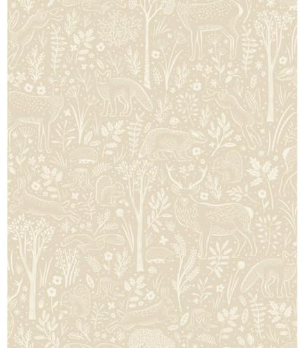 Cream Scrubbable Charming Wallpaper - Little Dreamers Animals Nature Forest - Nursery Kids Room Play Area Playful - Paste The Wall Vinyl Wallpaper - 10.05m x 53cm Roll - Feature Wall Sophisticated