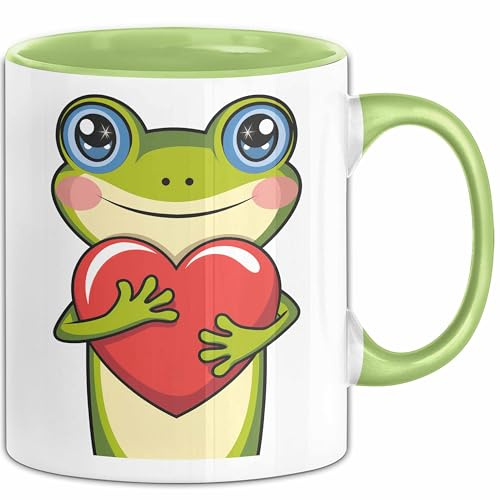 Frosch Herz Tasse Geschenk Lustige Geschenkidee Spruch (Grün)