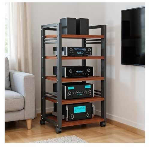 Audio Rack HiFi Regal Stereoschrank Mit 5 Ablagen, AV-Medienständer, Unterhaltungsregal, Perfekt for Theater, Musikzimmer, Büros, Wohnzimmer Und Schlafzimmer(A)