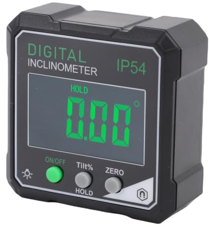 Denash Digitaler Neigungsmesser, 4 X 90 Grad Bereich, Hintergrundbeleuchteter LCD-Bildschirm, Magnetischer Winkelmesser, Elektronischer Winkelmesser für Tischkreissägen Zur