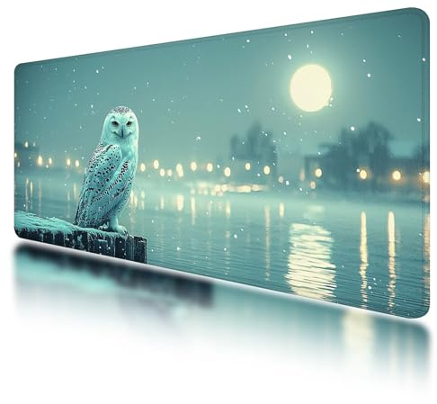 Tapis de Souris de Jeu, Tapis de Souris XXL Animal 1000 x 500 mm, sous Main Bureau avec Coutures sur Les Bords, Mouse Pad Hibou Imperméable Antidérapant pour Accessoire Bureau, pour Gamer, PC, O-87