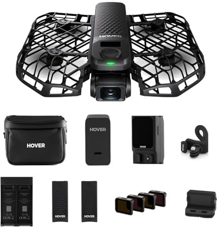 HOVERAir X1 PRO Drohne mit Kamera 4K, Faltbar Action Cam mit über 15 vollautomatischen Flugmodi, 42 KM/H, Fliegen überall mit OmniTerrain, Rückkollisions-Erkennung (Rad Kombo&Battery)