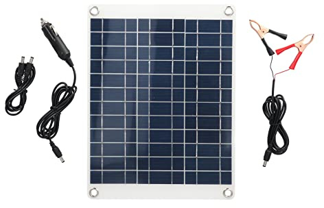 Juqrelith Panneau Solaire 15W Portable, Polycristallin, 3 Types de Connexion - Durable, Sensible, Chargeur Batterie Voiture, Idéal pour Voyage en Plein Air