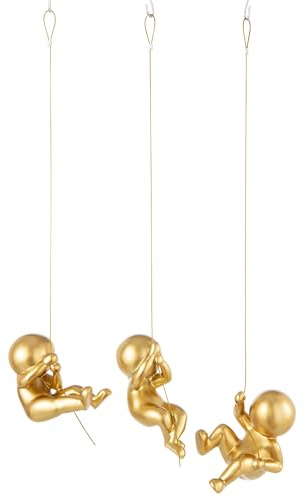 J-Line Wanddekoration Marcel - Polyresin - Gold - 3 Stück
