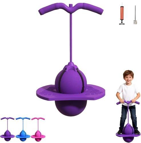 Aubzy Ballon Sautillant avec Poignée & Pompe, Ballon d’Équilibre Antidérapant pour Enfants et Adultes, Sport Fitness Intérieur Extérieur, Charge 300kg (Purple)