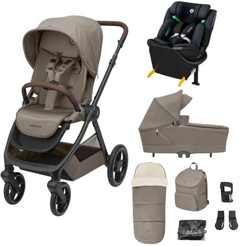 Maxi-Cosi Oxford+ Stroller+Emerald 360 S Car Seat Bundle, 0-4 Y., Truffle