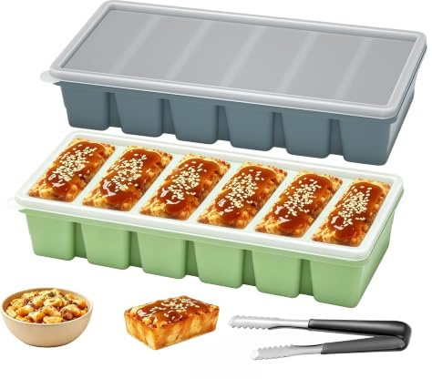 2 Pack Silicone Soup Freezer Moulds，ilicone Soup Freezer Containers， Ice Trays for Free/zer, Freezer Storage Containers for Storing 100 ml Broth Soup Leftovers Sauce，Makes 12 100 ml Portions Cubes