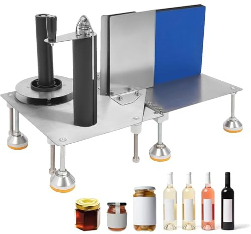 Bottle Labeling Machine - Manual Applicator for Round, Square & Polygonal Bottles, Label Width up to 20cm, Max Bottle Height 22cm/8.66in, Efficient & Easy to Use