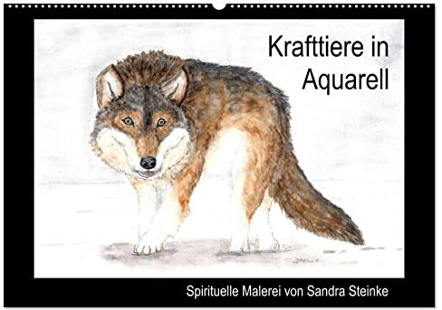 Krafttiere in Aquarell (Wandkalender 2026 DIN A2 quer), CALVENDO Monatskalender: Spirituelle Botschaften der Krafttiere (CALVENDO Glaube)