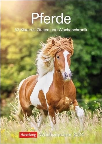 Pferde Wochenplaner 2024. Wochenkalendarium, Zitate und Pferdefotos in einem praktischen Termin-Kalender. Funktion trifft auf Design: Hochwertiger ... 53 Blatt mit Zitaten und Wochenchronik