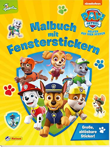 PAW Patrol: Malbuch mit Fensterstickern: Mit großen, wieder ablösbaren Stickern von allen Hunden | (ab 3 Jahren)