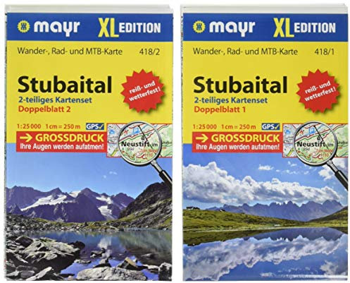 Stubaital XL (2-Karten-Set): Wander-, Rad- und Mountainbikekarte. GPS-genau. 1:25000 (Mayr Wanderkarte)