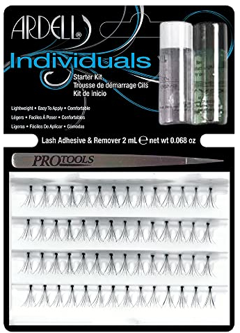 ARDELL Individuals Starter Set - Einzelwimpern aus Echthaar zur Wimpernverlängerung inklusive Permanent Kleber, Entferner und Pinzette. Wimpernbüschel in kurz, mittel & lang