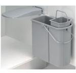 Wesco Einbau Abfalleimer Vario 1 plus, 19 Liter mit 5 Liter Bioeimer, alugrau, Abfallsammler, schwenkbar