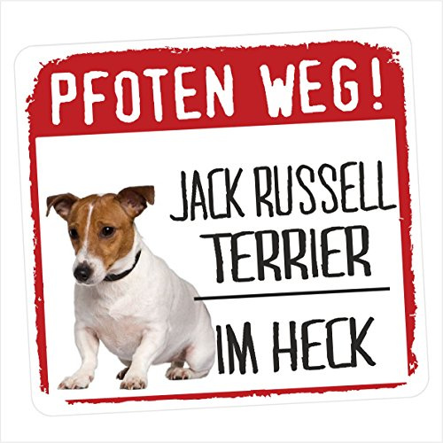 Siviwonder Autoaufkleber Jack Russell Terrier im Heck reflektierende Reflexfolie Hinweis Hund im Auto 9 x 8cm Sticker für Heckscheibe Heckklappe Stoßstange nachts sichtbar Hundeaufkleber SUV Wohnmobil