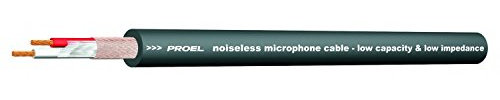 PROEL HPC210BK - BOBINA da 100mt Matassa Cavo bilanciato professionale per microfono con guaina esterna flessibile - O.F.C. (Oxygen Free Copper - Sezione 2 x 0,22 mm2), Nero