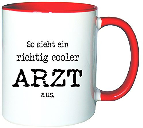 Mister Merchandise Kaffeetasse Becher So Sieht EIN richtig Cooler Arzt aus. Doktor, Farbe: Weiß-Rot