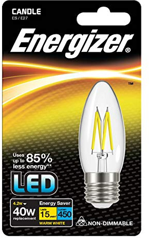 Energizer LED Energy Saving Lightbulb, E27, 4 W, Warm White