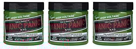 Manic Panic Electric Lizard Classic Creme, colorazione semipermanente per capelli vegana, cruelty-free, verde, 3 x 118 ml