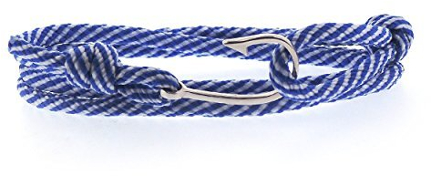 Sovats Fish Hook On Rope Bracelet For Mens 925 Sterling Silver Rhodium Plated Adjustable Size - Simple, Stylish &Trendy Nickel Free Bracelet