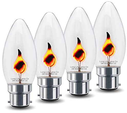 4 x 3w Flicker Flame Candle Light Bulb B22 Bayonet