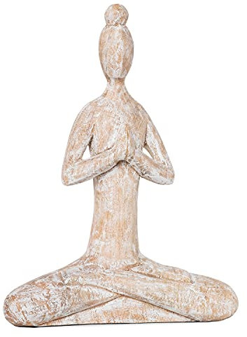 Moritz Skulptur Yoga Hands Kundalini-Yoga Meditative massives Mangoholz - Handarbeit 37,5 x 26 x 8 cm I weiß