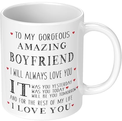 to My Gorgeous Amazing Boyfriend Gift Mug 11 oz Cup Love You Ideal Birthday Valentines Present
