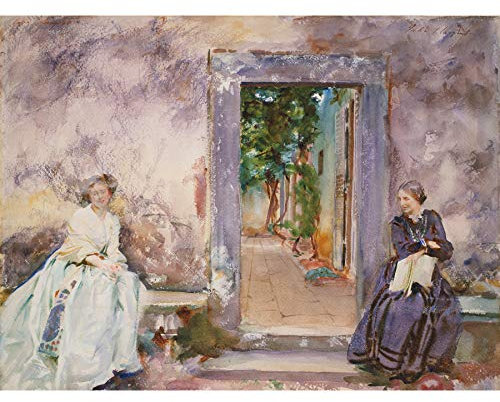 John Singer Sargent The Garden Wall Kunstdruck auf Leinwand, groß, Premium-Poster