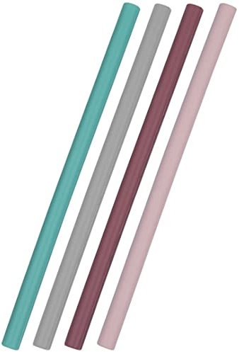 Minikoioi - Lot de 4 pailles en silicone multicolores pour bébés et enfants (6 m + )