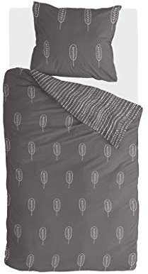 Walra Bettwäsche-Set Leave It, 100% Baumwolle, 155x220, 2-teilig, Anthrazit