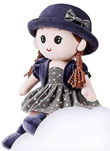 Niedliche Kuschelpuppe Baby Mädchen Puppe Weiche Stoffpuppe Plüschpuppe Kleinkinder Plüsch Spielzeug Püppchen Ragdoll Prinzessin Puppe Geburt oder Taufe