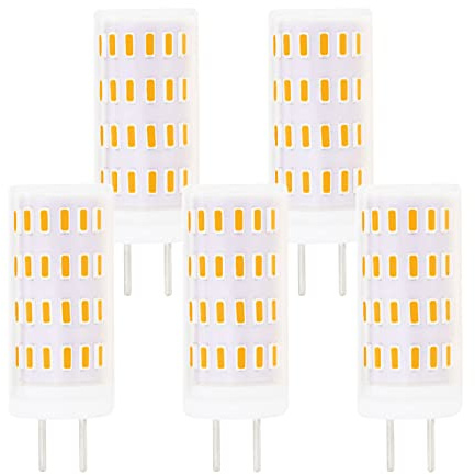 Lamsky GY6.35 LED Light Bulb Dimmable,G6.35/GY6.35 Bi-pin Base 5W,AC/DC 12V 24V Warm White 3000K,GY6.35 Base T4 JC Type 50W Halogen Replacement(5-Pack)