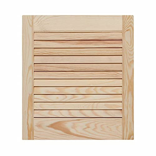 Natural Clear Pine Wood Door, Vented Open Louvre Door – Ready to Paint Internal Cupboard Doors, Wardrobe, Slatted Cupboard Door TMW Profiles (435mm (17.13) Height, 494 mm (19.45) Width)