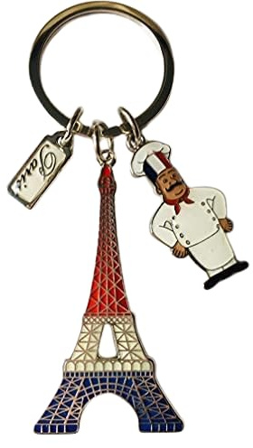 VIa Porte clef Paris Tour Eiffel en métal - modèle cuisine française Blanc