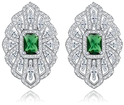 Daesar Vergoldet Damen Ohrstecker Silber, Hochzeit Ohrringe Vintage Blume mit Weiß Zirkonia Modeschmuck Ohrringe Nickelfrei für Frauen