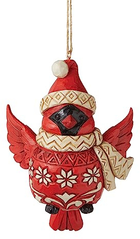 Enesco Jim Shore Heartwood Creek Nordic Noel Cardinal Hängeornament, 11,9 cm, Mehrfarbig für Weihnachten