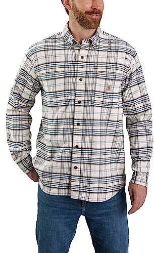 Carhartt Herren Workwear Relaxed Fit Midweight Flannel L/S Plaid Shirt, Malt, S
