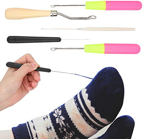 5-teiliges Latch Hook Bent Häkelnadel-Haken-Werkzeug-Set, Latch Hook Dreadlocks Tool Häkelnadel-Haken Gebogene Latch-Haken für Zopf-Pullover-Teppich