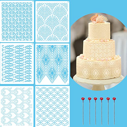 Torten Schablonen Cake Stencil 6Stk Kuchen Dekoration Schablonen Kuchenvorlagen mit Stecknadel für Kekse Fondant Dessert Geburtstag Hochzeit Kuchendekoration 25x20.5CM (6 pcs)