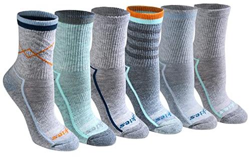 Dickies Women's Dri-Tech Advanced Moisture Wicking Mid-Crew Socks, Available in M-L (6,12 Pairs), Blue Assorted (6 Pairs), Medium