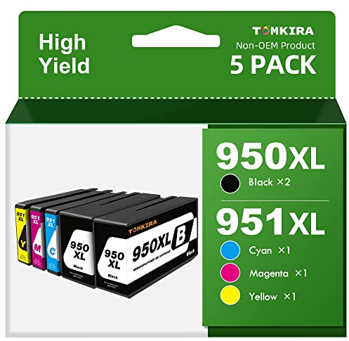 950 XL/951XL Multipack Druckerpatronen Ersatz für HP 950XL 951XL Druckerpatronen, Kompatible mit Officejet Pro 8100 8610 8600 8615 8616 8620 8625 8630 8640 8660 251dw 276dw (5er-Pack)