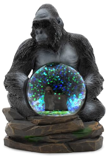 Elanze Designs Gorilla Mother and Baby Miniature 45MM Sturdy Polyresin Magical Whimsical Tabletop Dresser Nightstand Glitter Water Snow Globe Figurine Decoration