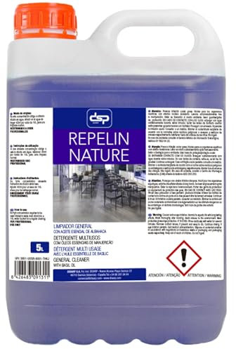 LIMPIADOR GENERAL DESODORIZANTE CON ACEITE ESENCIAL DE ALBAHACA_Repelin Nature 5L Friegasuelos repelente de insectos rastreros
