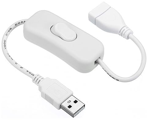 PATIKIL USB Extension Cable with ON/Off Switch, Female to Male Extension Cords Data Power Adapter Support Controller Connector for Fans LED Strips, White