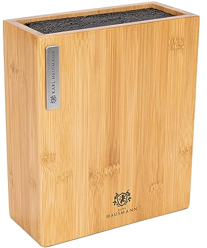 KARL HAUSMANN Bambus Messerblock ohne Messer mit Borsteneinsatz - 23 x 20 x 9 cm - universal Messer Block Holz - Große Messer Halter - Kitchen Knife Holder - Messerblöcke - Messerständer