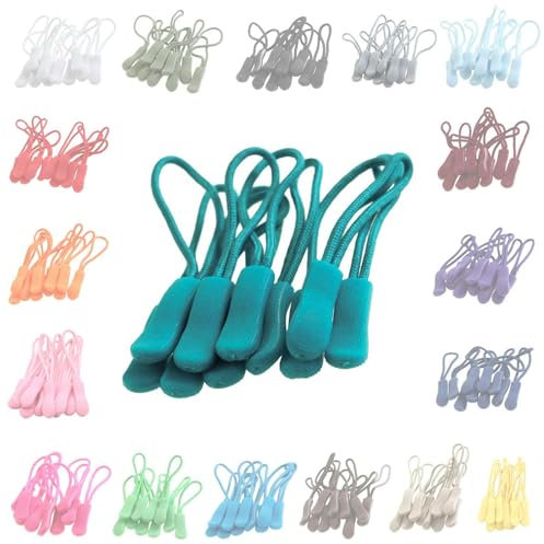 10 Zipper-Schlaufen 70 Farben Reißverschluss-Anhänger Reißverschluss-Verlängerung Pull Anhänger, Farbe:arktisblau